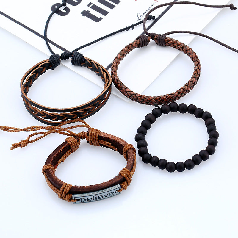 Pulsera de cuero para hombre Believe