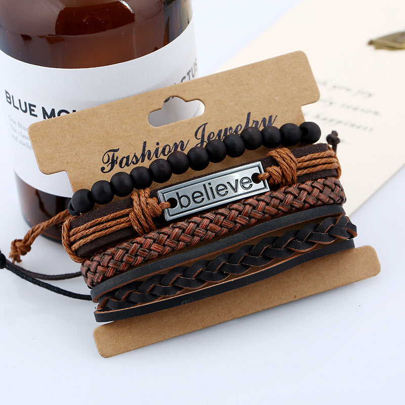 Pulsera de cuero para hombre Believe