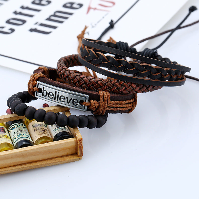 Pulsera de cuero para hombre Believe