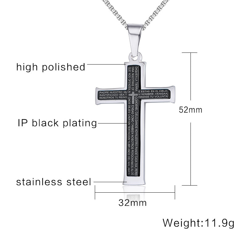 Double Cross Herren Titan Halskette Edelstahl Anhänger Schmuck