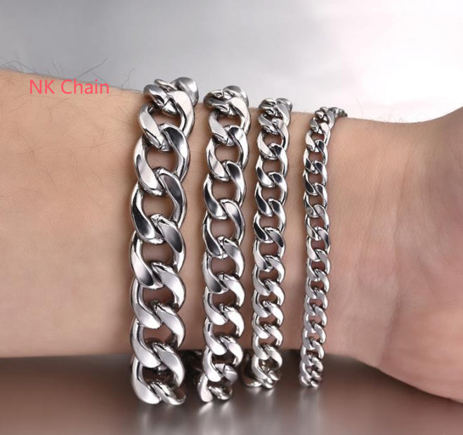 Pulsera de acero inoxidable para hombre y mujer, estilo hip hop, sencilla