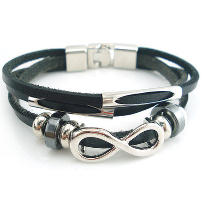 PH18 Direktvertrieb Europa und den Vereinigten Staaten neutralen nicht-Mainstream-Leder-Retro-Herren-Lederarmband Armband 8 Wort unbegrenztes Symbol