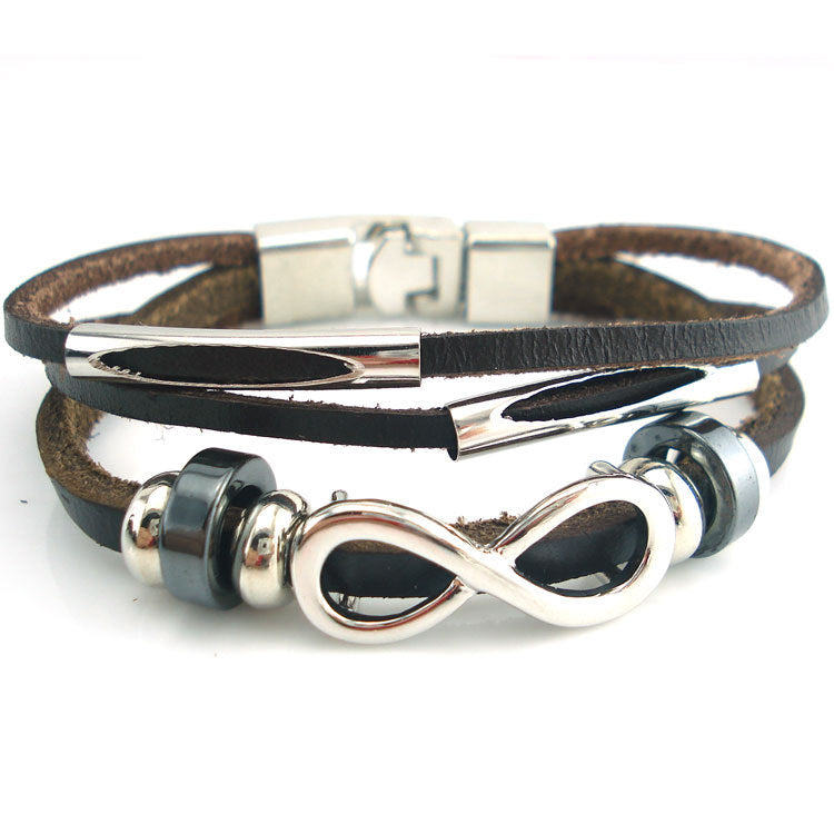 PH18 Direktvertrieb Europa und den Vereinigten Staaten neutralen nicht-Mainstream-Leder-Retro-Herren-Lederarmband Armband 8 Wort unbegrenztes Symbol