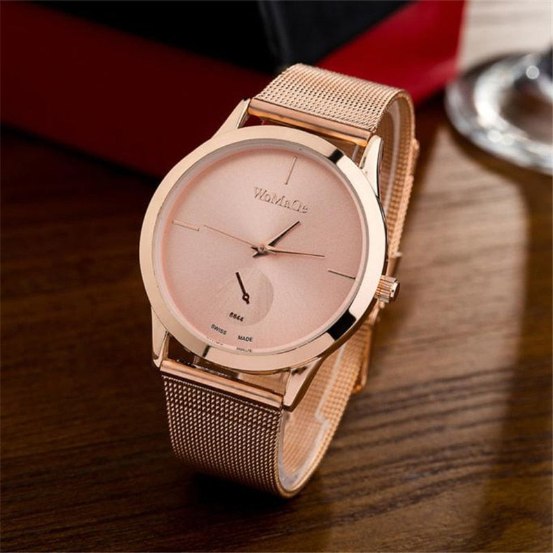 Reloj de aleación de moda con correa de malla, unisex, para mujer, estilo minimalista, de cuarzo, relogio feminino, saat, relojes para mujer