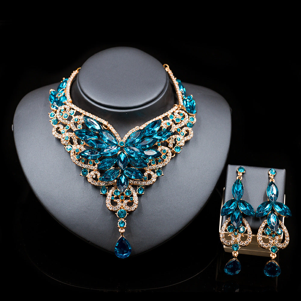 Speed selling explosion, African, European and American color exaggerated bride necklace earrings set of alloy manufacturers
