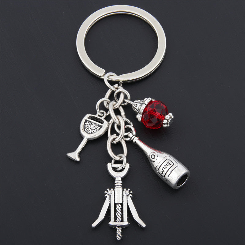 Llavero sacacorchos de metal creativo para amantes del vino