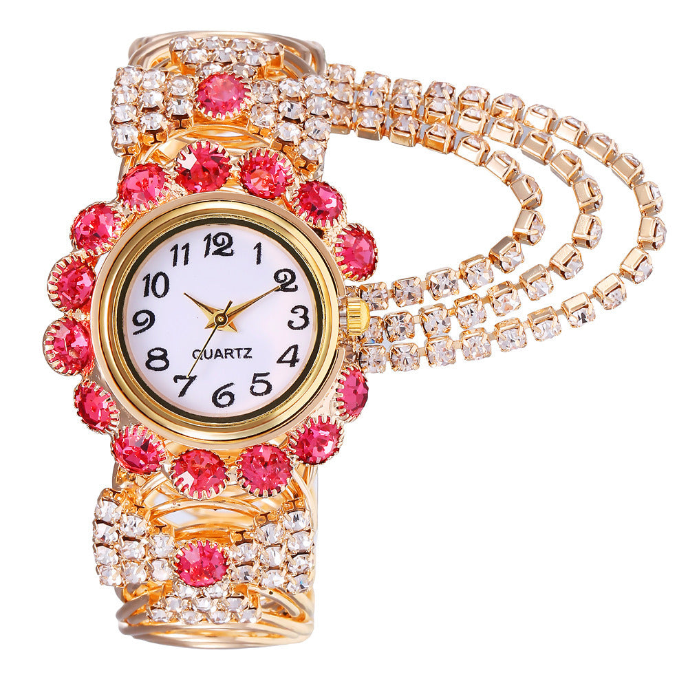 Reloj de cuarzo de cadena con garra de diamante para mujer, versátil