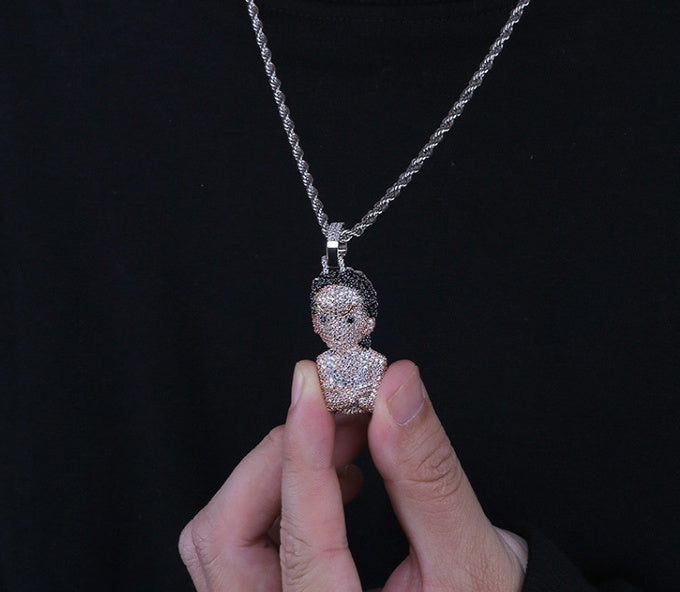 Iced Out The Boondocks Anhänger CZ Halskette Kette Herren Damen Mikro Gepflastert Hip Hop Gold Silber Farbe Bling Charm Ketten Schmuck
