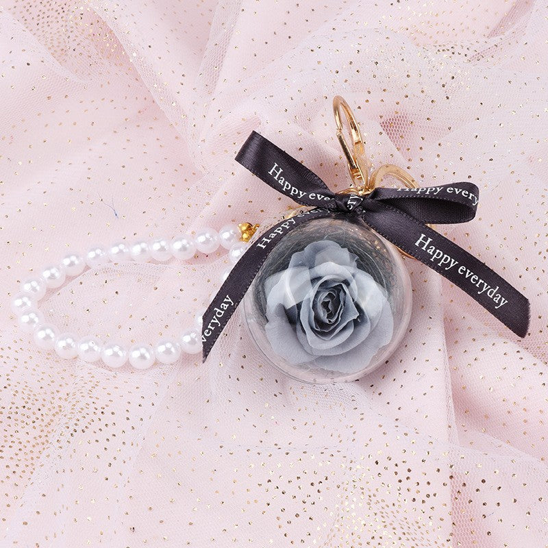 Rose Perianth Pearl Car Hanging Keychain