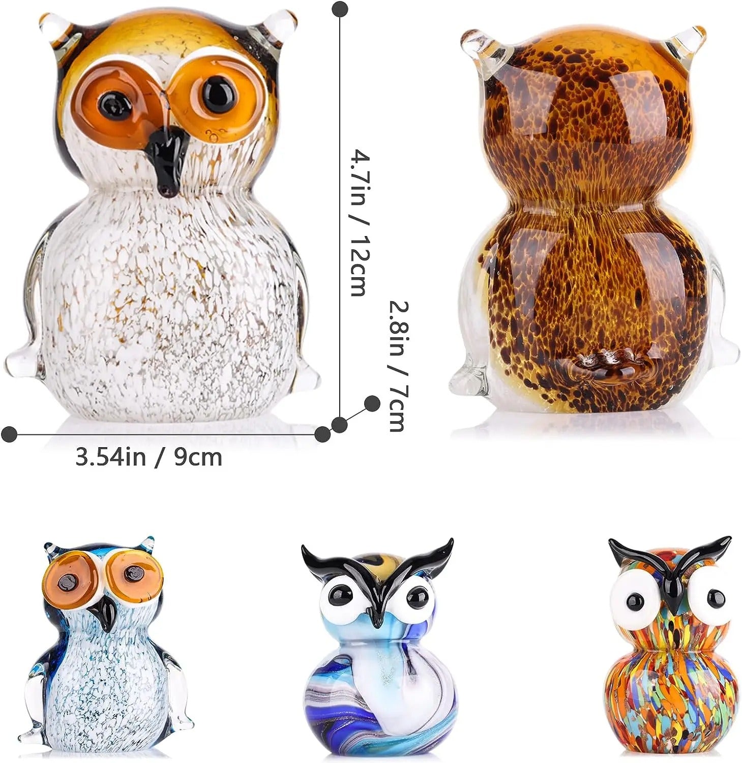 Kreative und niedliche farbige Glas-Eulen-Heimdeko