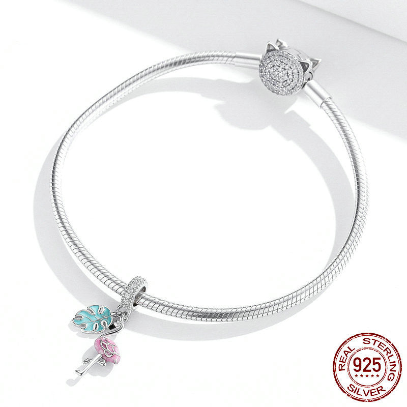 Flamingo Armband Zubehör aus Sterlingsilber mit losem Perlen-Design