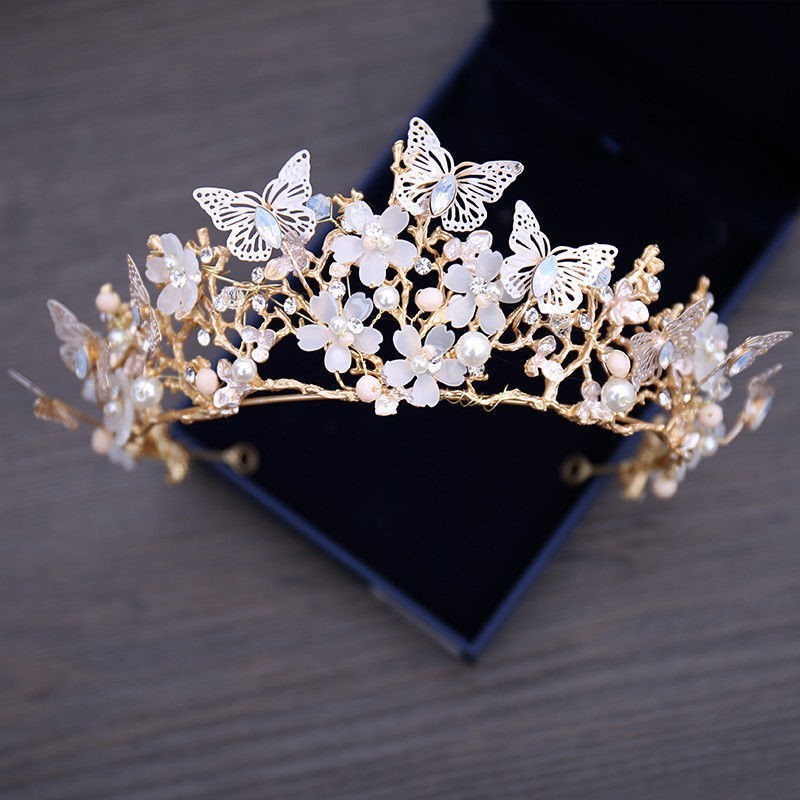 Schleier Braut Hochzeitskleid Krone Dreiteiliger Kopfschmuck Krone Super Feen-Serie