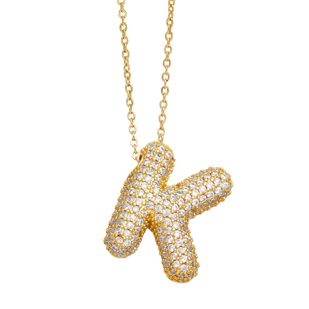 Collar con 26 letras inglesas para mujer con circonitas incrustadas