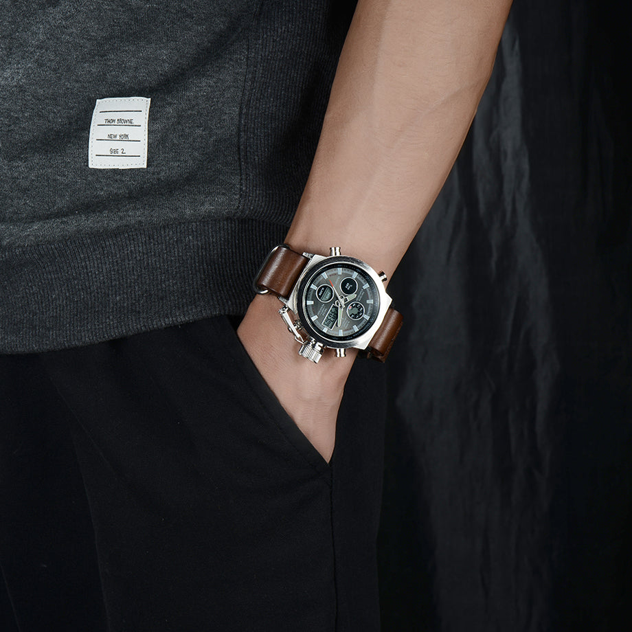 Relógio Masculino Luxusmarke Herrenuhren Herren Quarz Stunde Analog Digital LED Sportuhr Herren Armee Militärische Armbanduhr