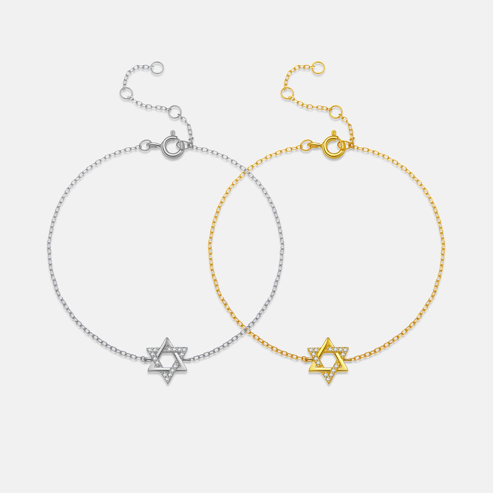 Pulsera de circonitas de plata de ley S925 con estrella hexagonal