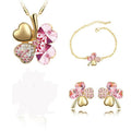 Kreatives vierblättriges Kleeblatt Kristallschmuck-Set