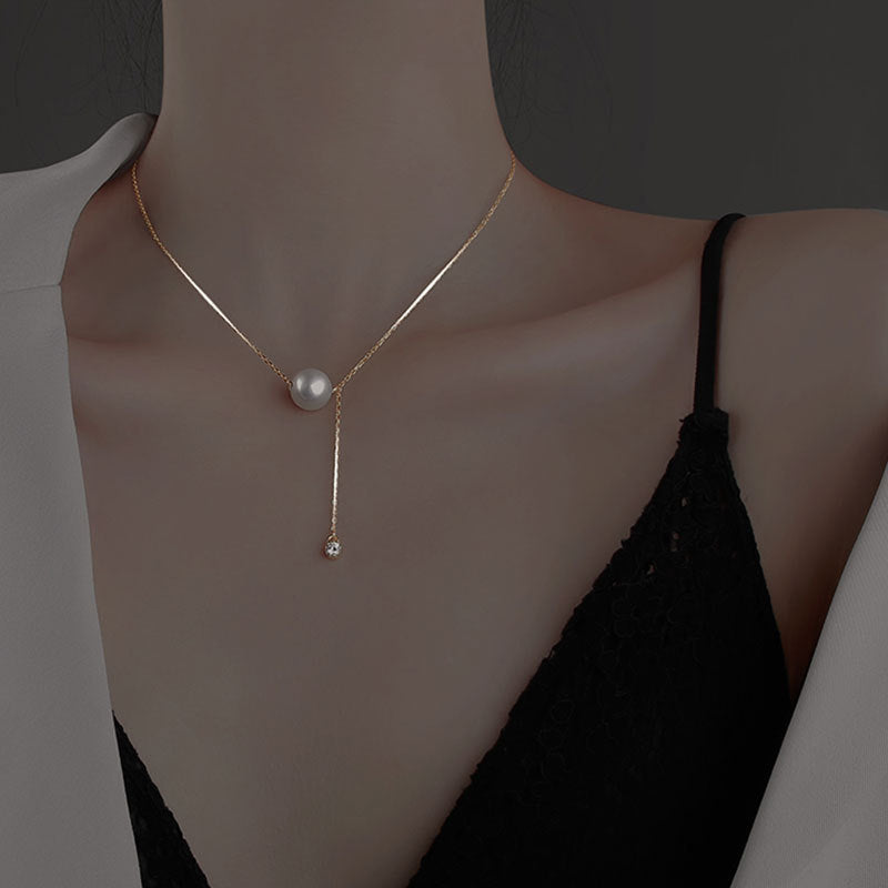 S925 Sterling-Silber Perlen-Quasten-Halskette für Damen