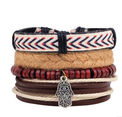 Pulseras y brazaletes de cuero con cuentas de moda
