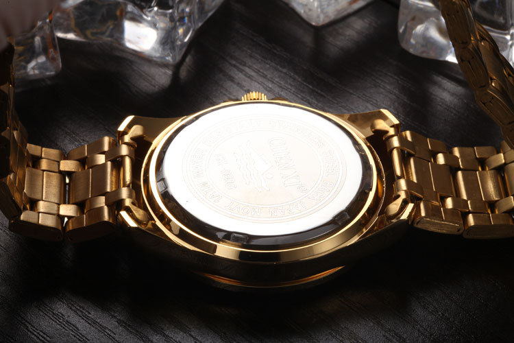 Relojes de vestir de lujo para hombre de oro de acero inoxidable