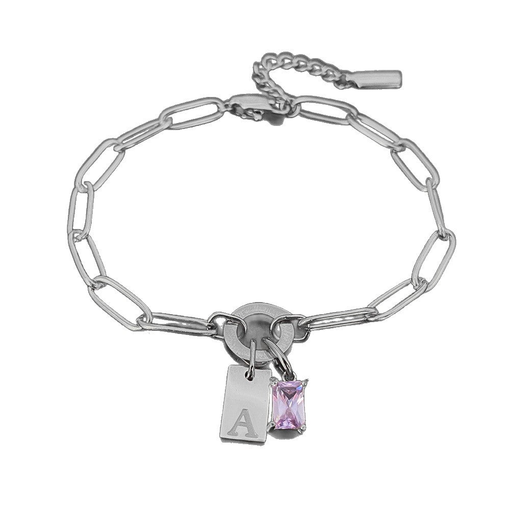 Womens Fashionable Rhinestone Letter Combination Bracelet Jewelry
