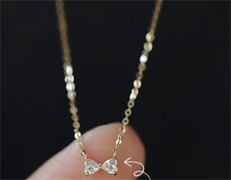 925 Sterling Silver Plated 14K Yellow Gold Heart Pendant Necklace