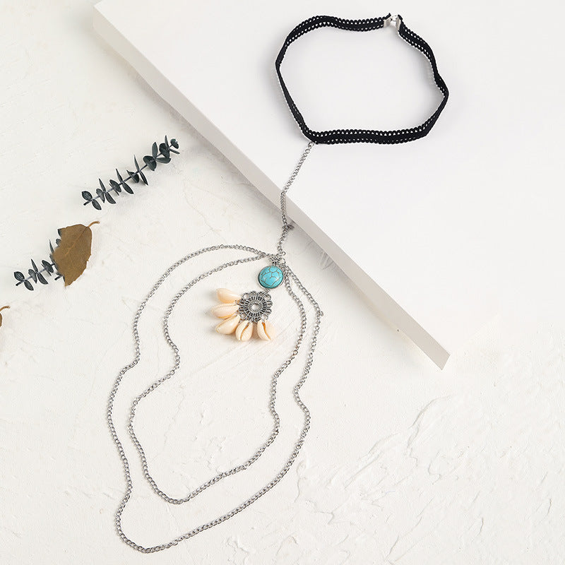 Cadena de muslo de metal con cuentas para mujer, joyería de serpiente grande