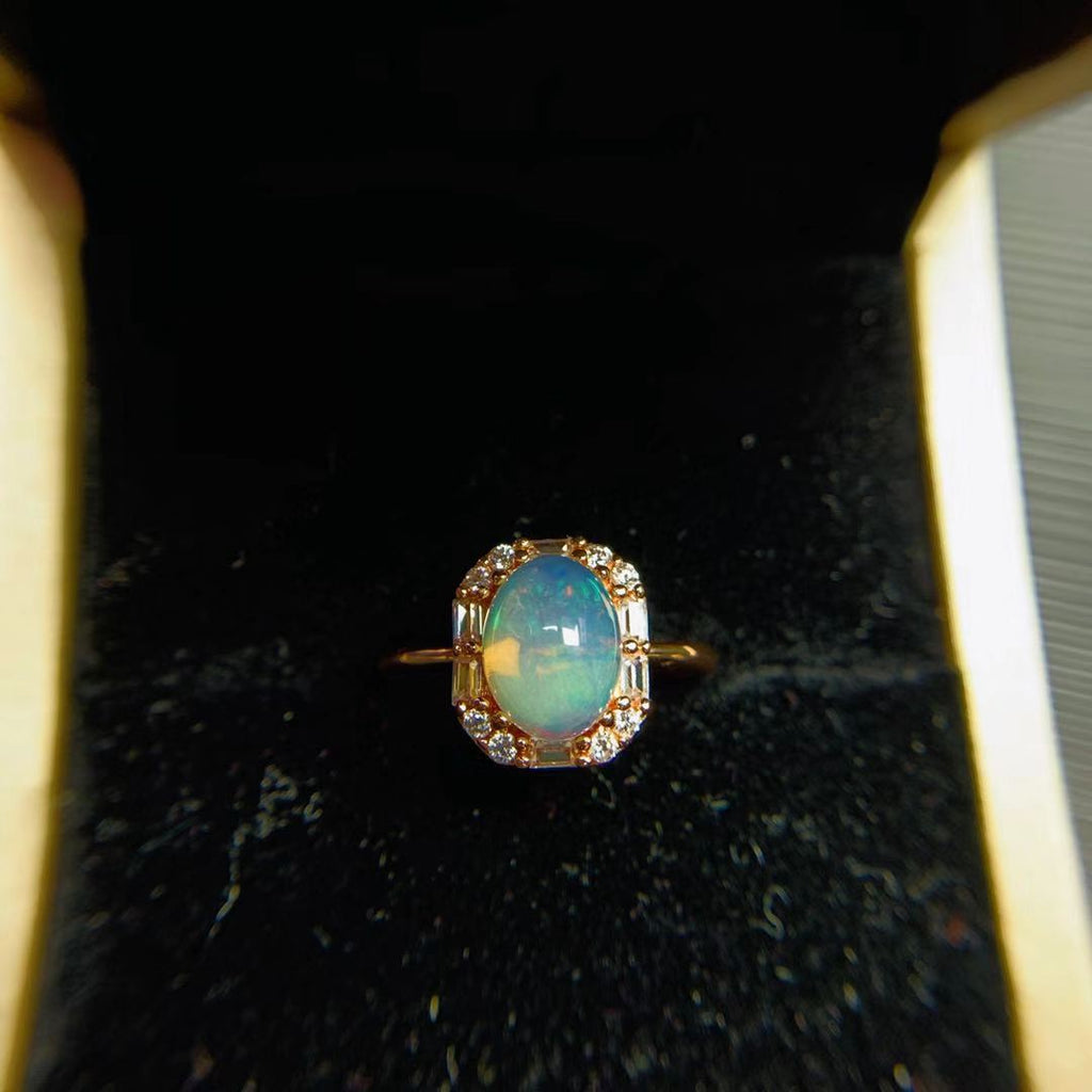 925 Plata Incrustada Ópalo Natural Conjunto Colgante Anillo Joyas Regalos Femeninos Para Novia Suministro en Vivo