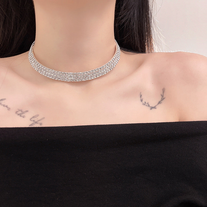 Women's Fashion Simple Double Diamond Necklace