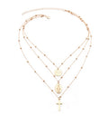 Layer Perlenkette Lang Choker Halskette Frauen Sexy Mode Gold Silber Farbe Runde Kreuz Halsketten & Anhänger Bijoux