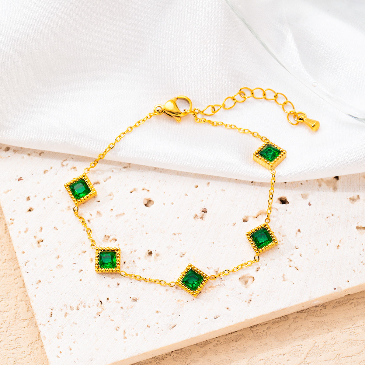 Pulsera retro geométrica cuadrada sencilla para mujer