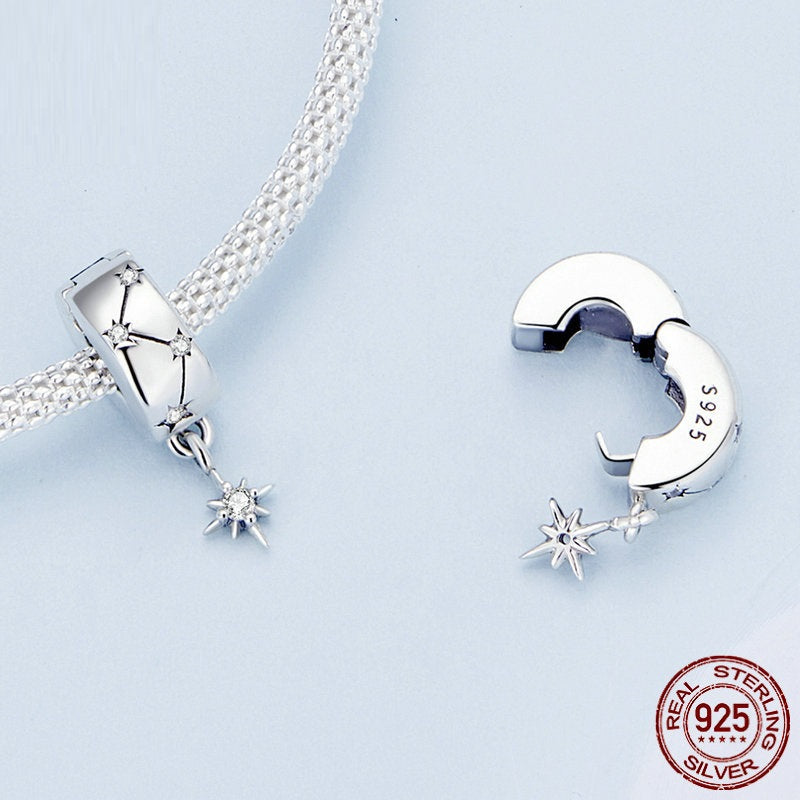 S925 Sterling Silber Stern Explosiver Kreisverschluss Stern Zirkon Anhänger