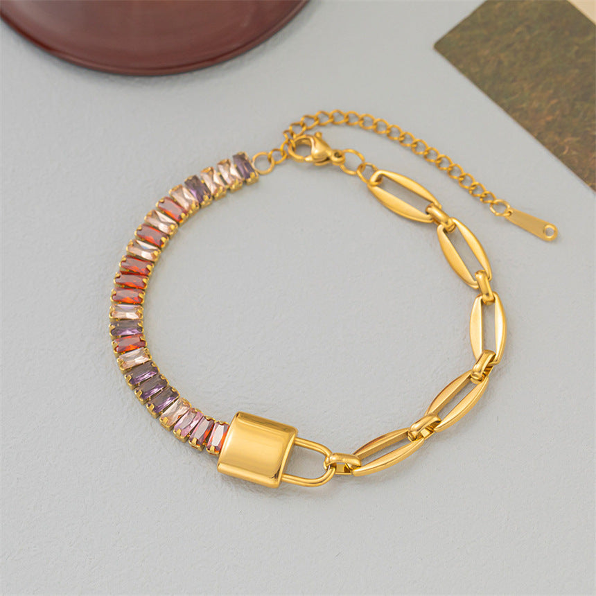 Elegante personalidad, cadena de diamantes rectangular, brillante tridimensional