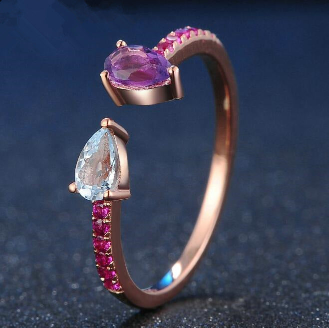 Anillos de plata esterlina 925, apertura S925, joyería fina de piedras preciosas, anillo de boda para mujer