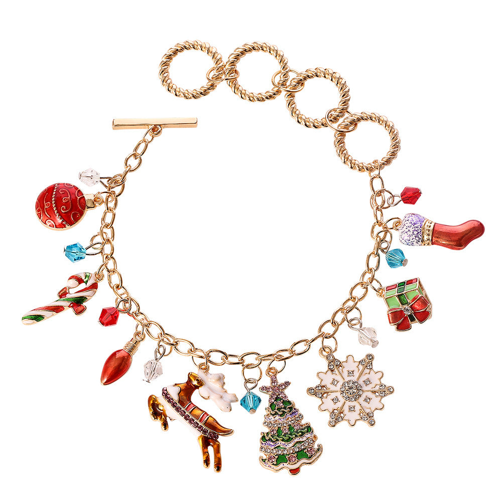 Trendige Weihnachtsarmbänder Kette Elch Schneemann Schneeflocken Armband für Tochter Glocken Socken Weihnachtsmann Armbänder Weihnachtsgeschenke