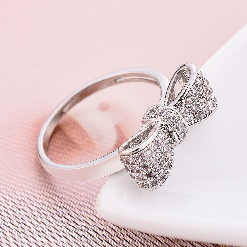 Joyería de Zircón con Lazo, Anillo de Lazo para Mujer