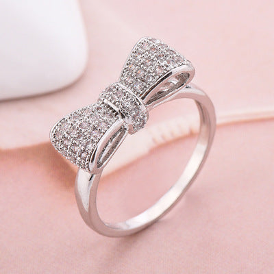 Joyería de Zircón con Lazo, Anillo de Lazo para Mujer