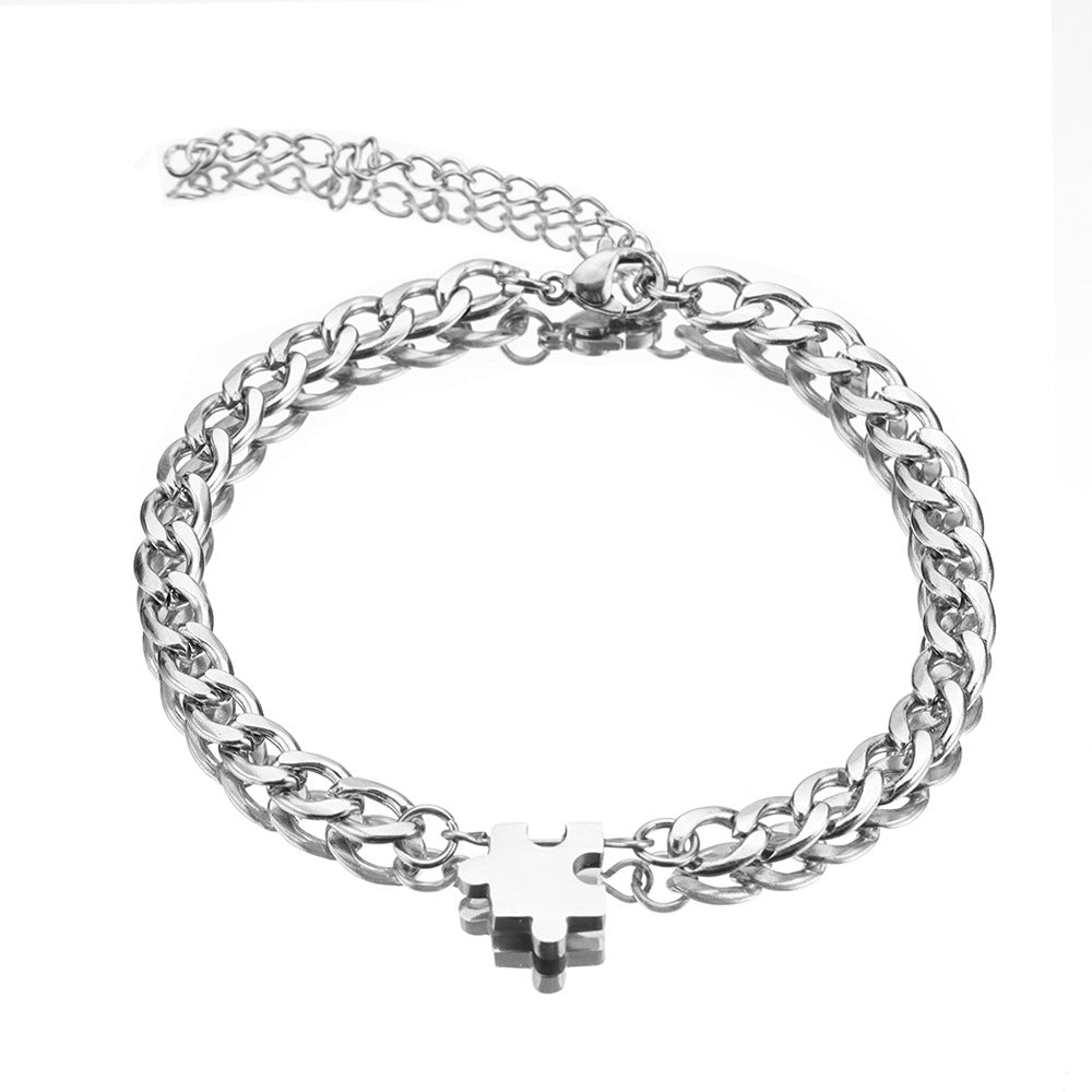 Juego de pulseras de titanio para hombres y mujeres