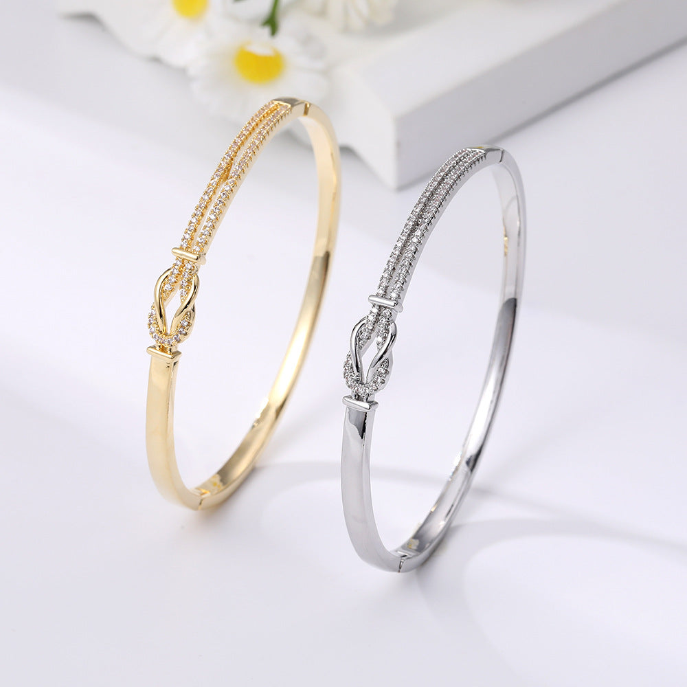 Pulsera de Moda Sencilla con Circonitas, Símbolo Infinito, Ocho Caracteres Anudados