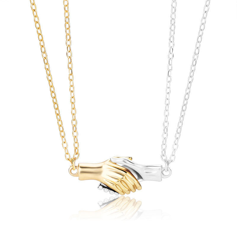 Palm Couple Necklace Magnet Attracts Handshake Clavicle Chain Necklace