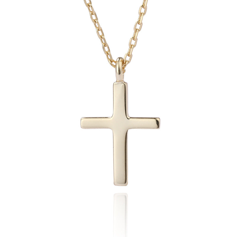 Collar con colgante de cruz cristiana de Jesús de oro de 18 quilates y plata de ley 925 para mujer, joyería de moda, regalo de graduación para chica
