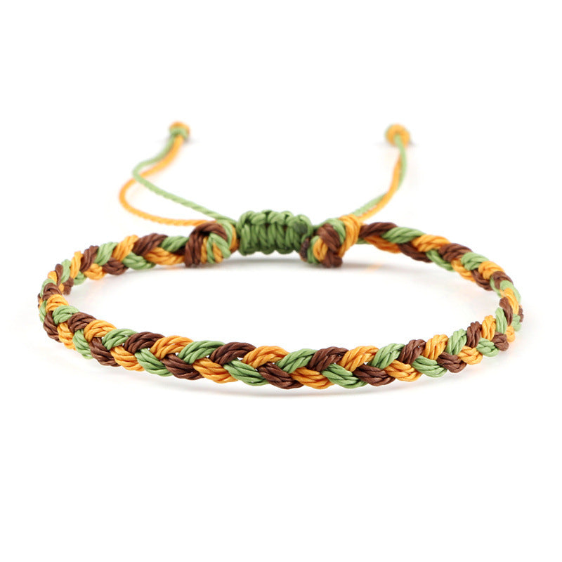 Cuerda de cera trenzada, correa de mano para manualidades, trenza de tres hilos con colores entrecruzados