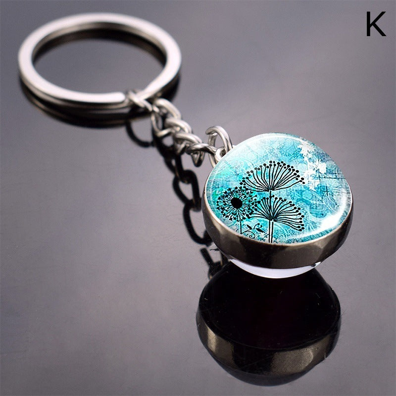 Llavero de bola de cristal con estrella de mar tortuga y animal divertido