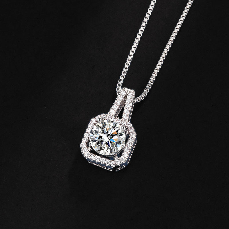 Quadratische Tasche Diamant-Halskette Ringe Ohrstecker Set