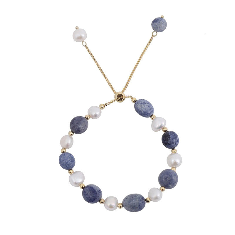 Blue Aventurine Freshwater Pearl Crystal Bracelet For Women