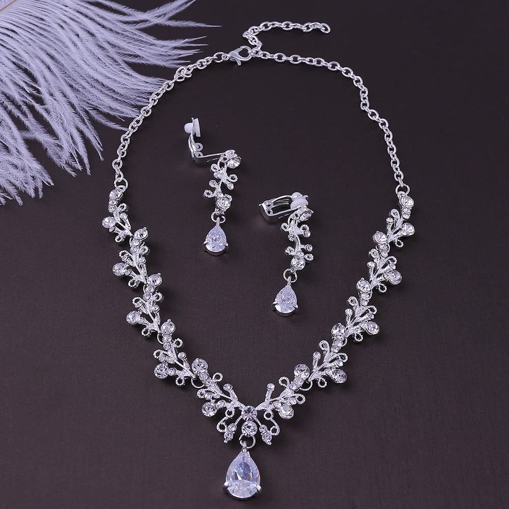 Braut Strass Zirkon Ohrring-Halskette