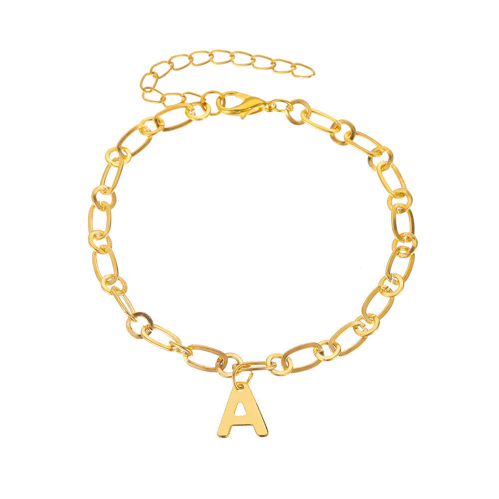 Tobillera con letras inglesas incrustadas de diamantes brillantes para mujer