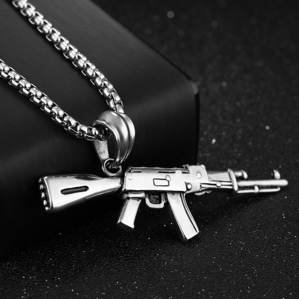 Herren AK47 Titanstahl Street Hip-Hop Dominante Edelstahl-Gewehrkette