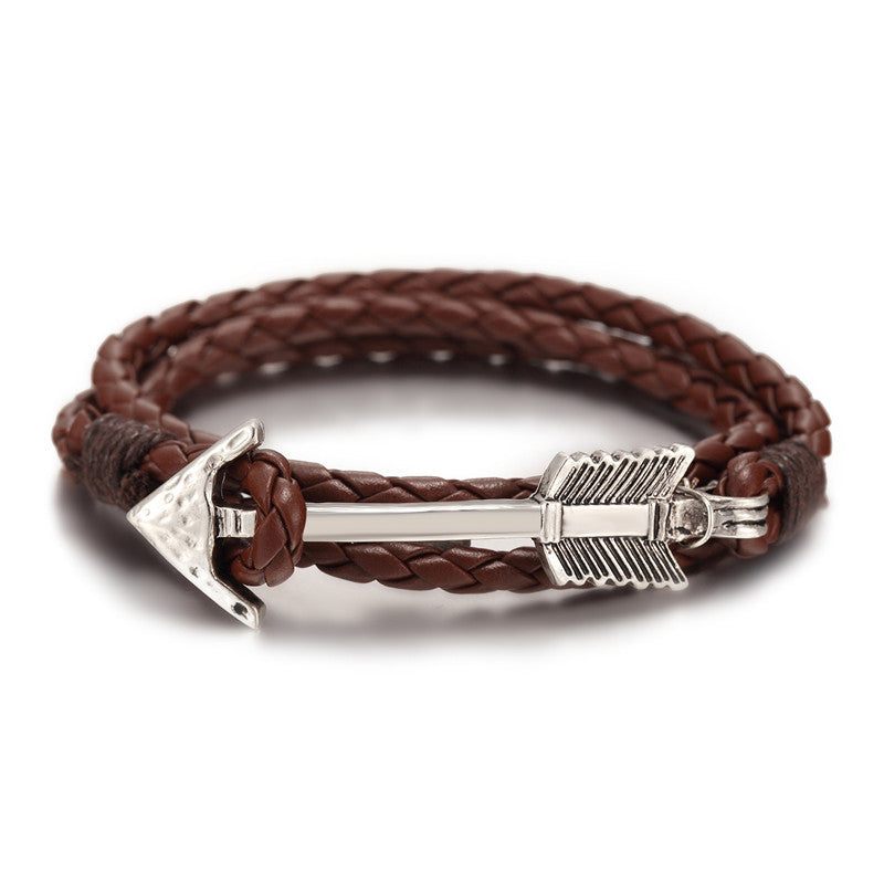 Pulsera Retro Multicapa Trenzada a Mano para Hombre