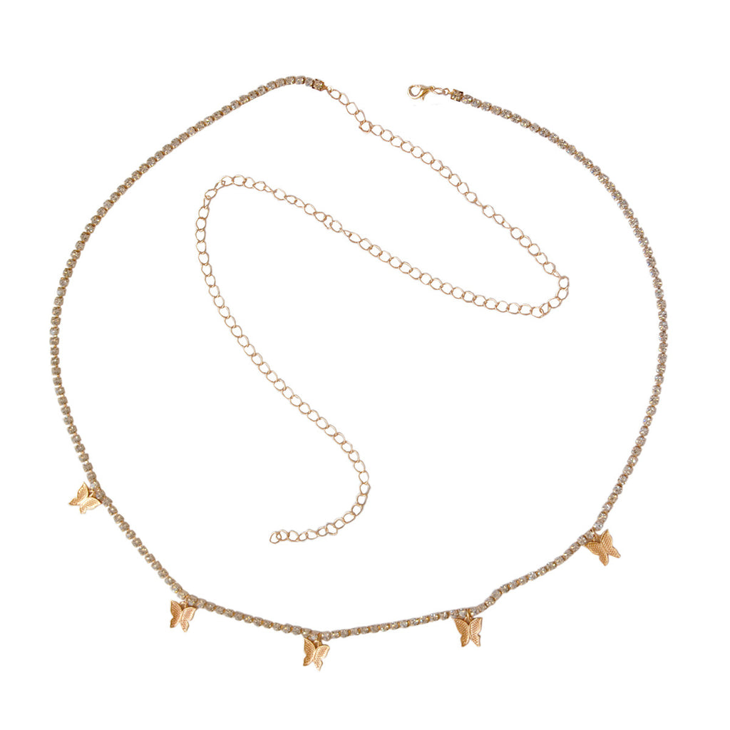 Cadena de cintura de mariposa con diamantes de imitación brillantes