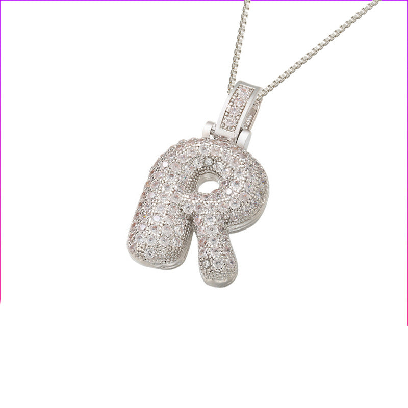 Schlüsselbeinkette Kupfer Mikro-intarsierte Zirkon 26 Buchstaben-Anhänger-Halskette für Frauen Geburtstag Schmuck Geschenke